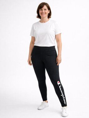 Champion Athletic Leggings Black Logo Size S NWT High Rise